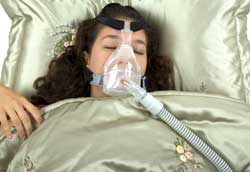 Woman on Cpap Machine