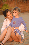 Mother and Daughter On Beach